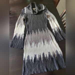 NWT Dressbarn Gray and White Ribbed Knit Dress - Size S